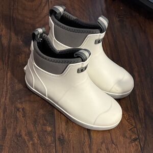L.L. Bean Kids White and Gray Rain Boots